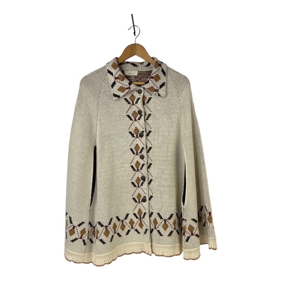 Vintage JC Penney Dutch Motif Knit Cape SZ M "60's - Picture 2 of 12